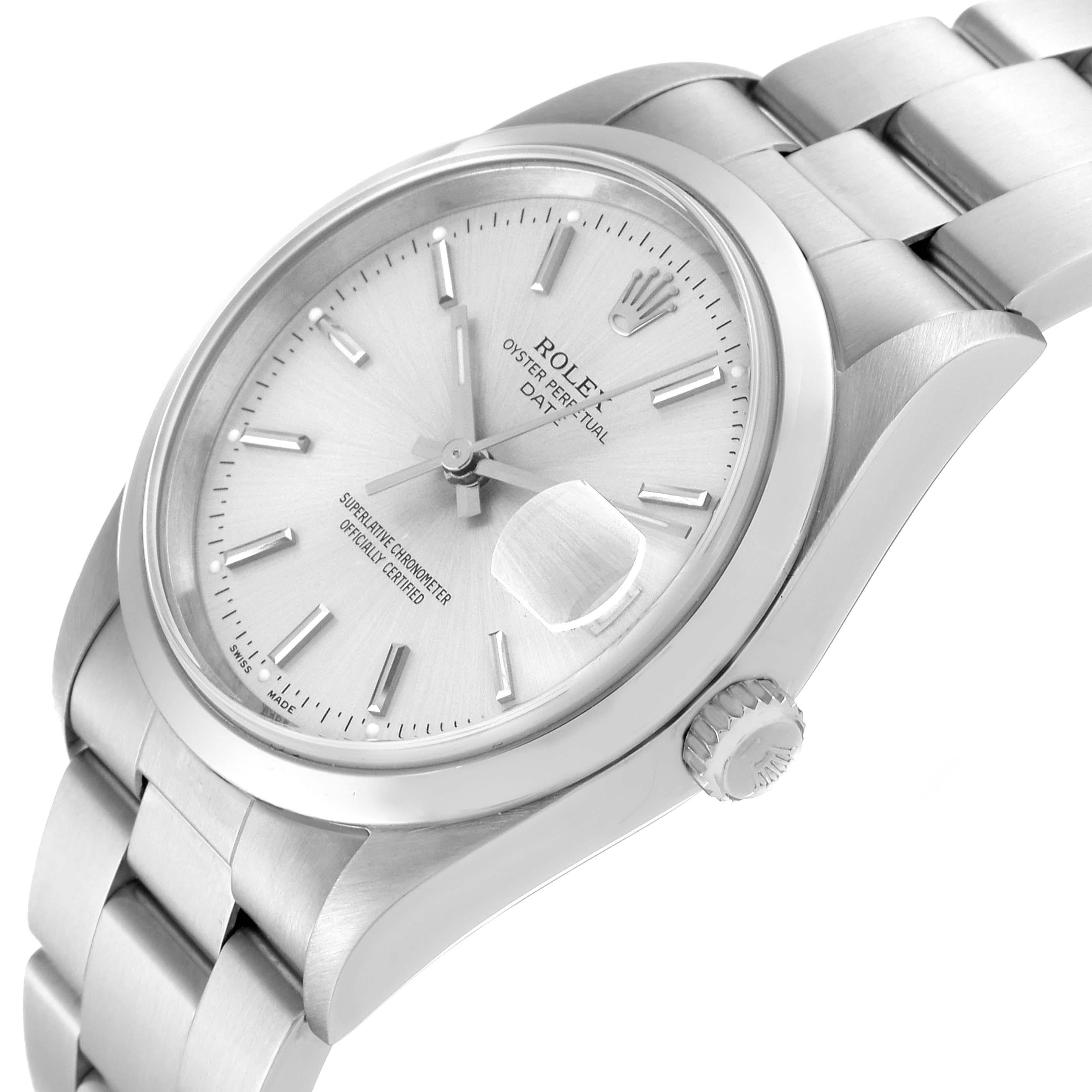 Men's Rolex Date Silver Dial Smooth Bezel Steel Mens Watch 15200 For Sale