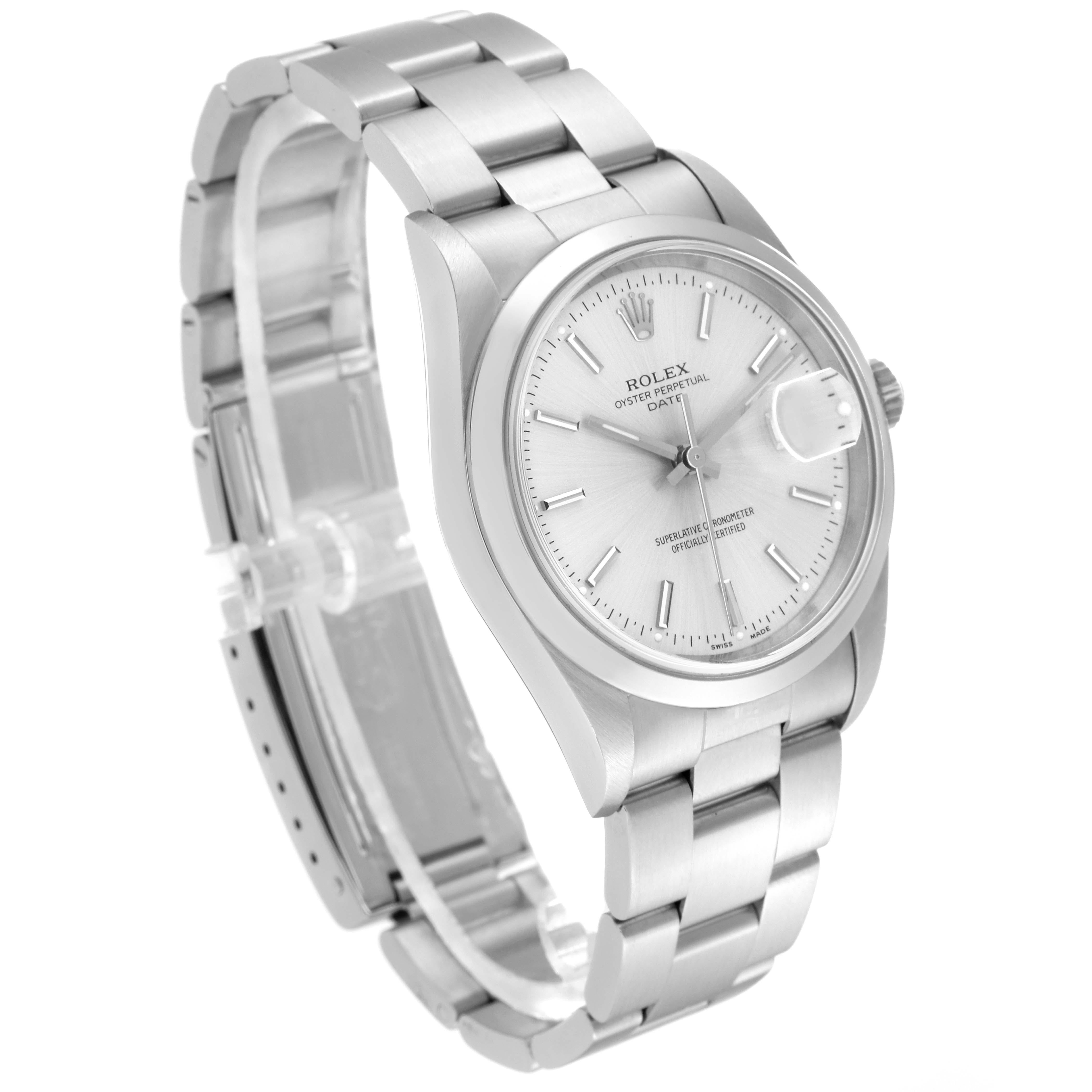 Rolex Date Silver Dial Smooth Bezel Steel Mens Watch 15200 For Sale 1