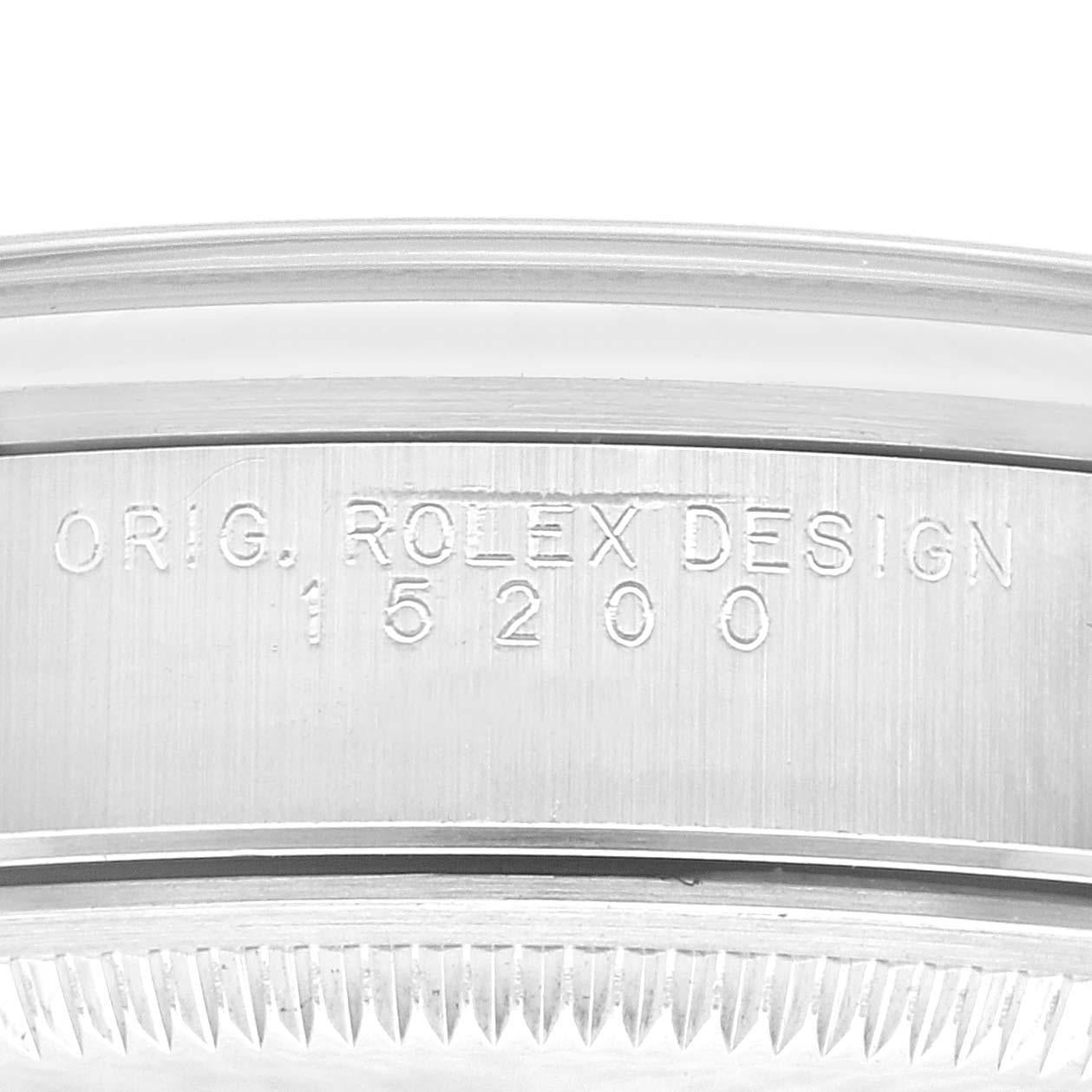 Rolex Date Silber Zifferblatt Rauchglas Lünette Stahl Herrenuhr 15200 im Angebot 3
