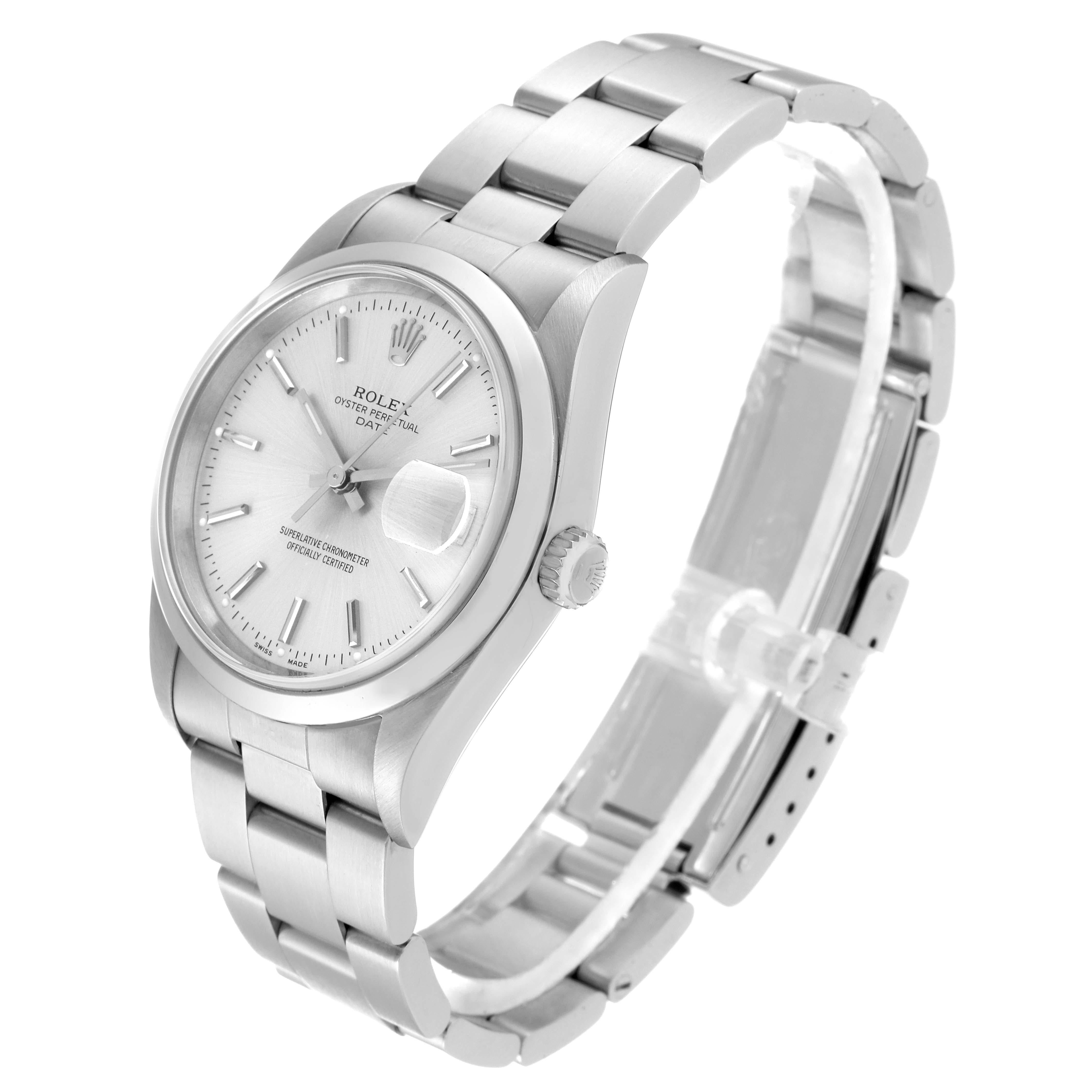 Rolex Date Silver Dial Smooth Bezel Steel Mens Watch 15200 For Sale 4