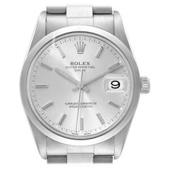 Rolex Date Silver Dial Smooth Bezel Steel Mens Watch 15200