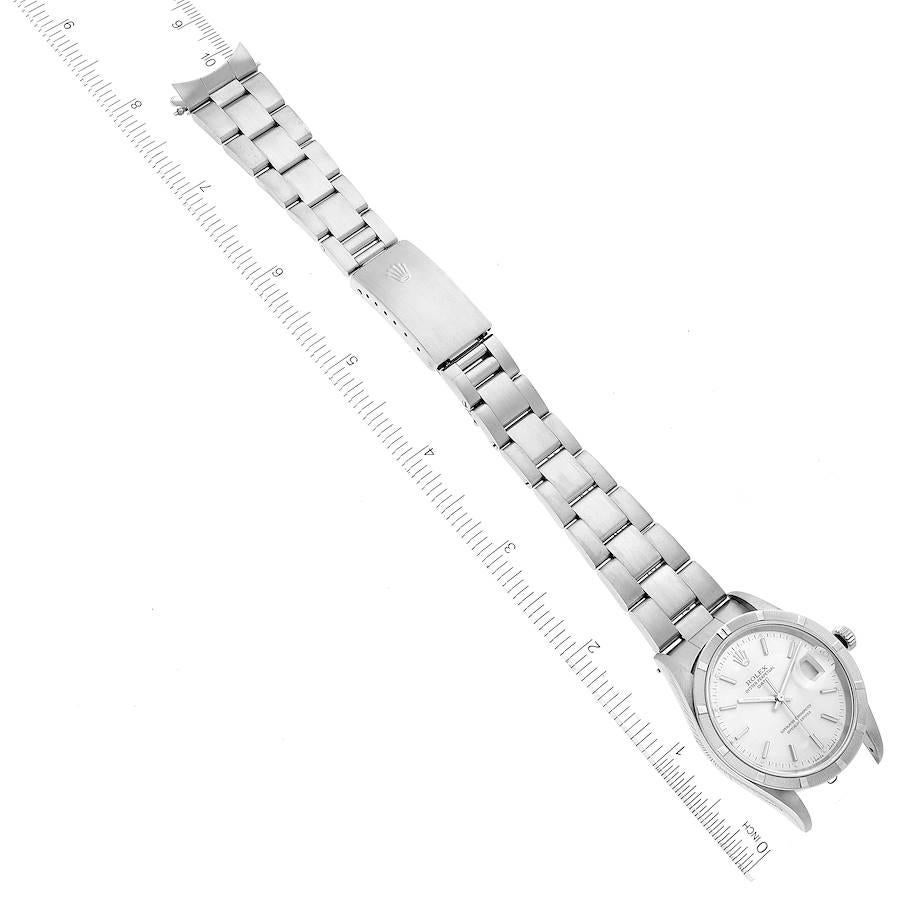 Rolex Edelstahl-Herrenuhr mit gedrechselter Lünette und silbernem Zifferblatt 15210 7