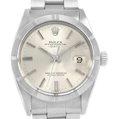 Rolex Date Esfera Plateada Acero Reloj Vintage Hombre 15010 Caja Papeles NOS