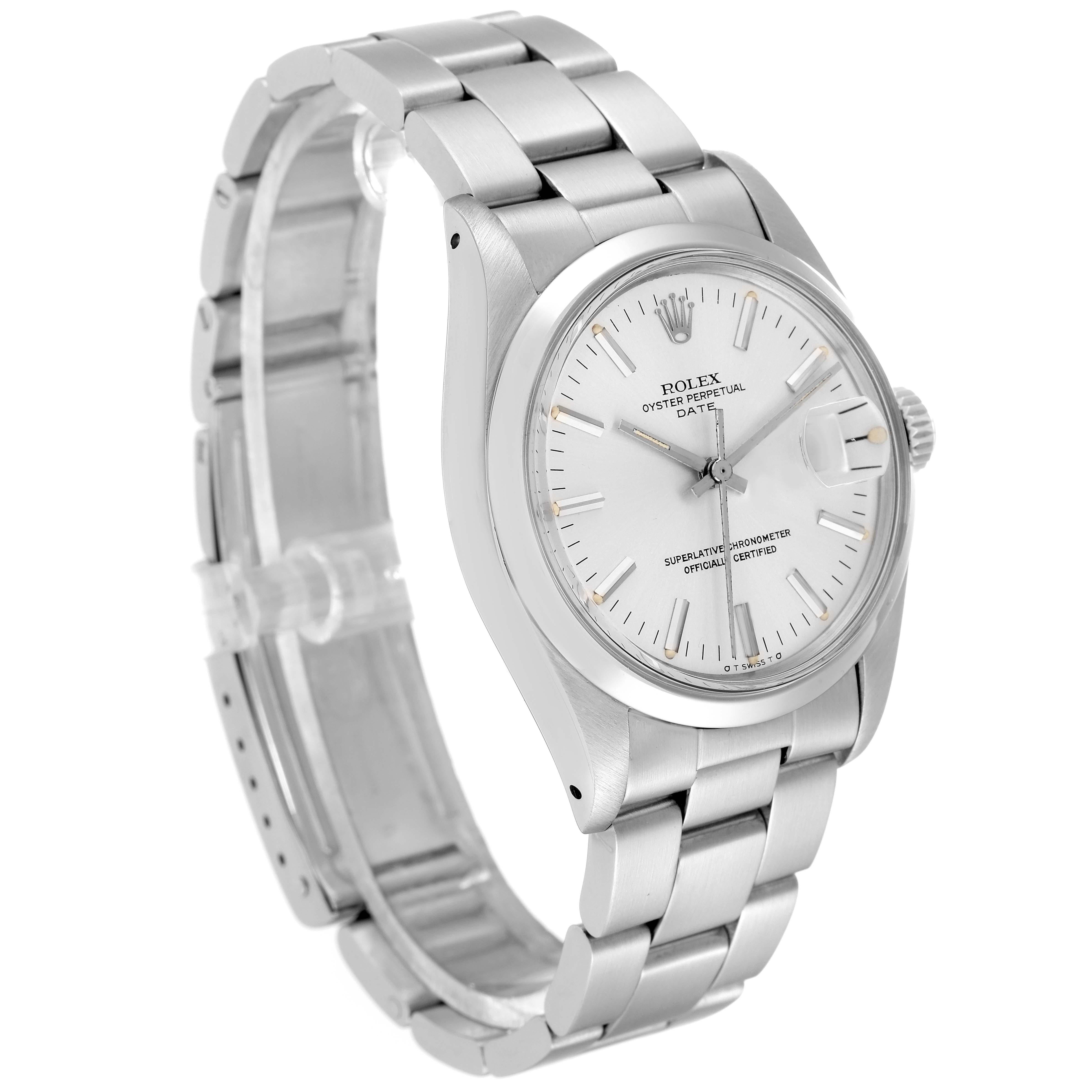 Rolex Date Silver Dial Vintage Steel Mens Watch 1500 In Good Condition In Atlanta, GA