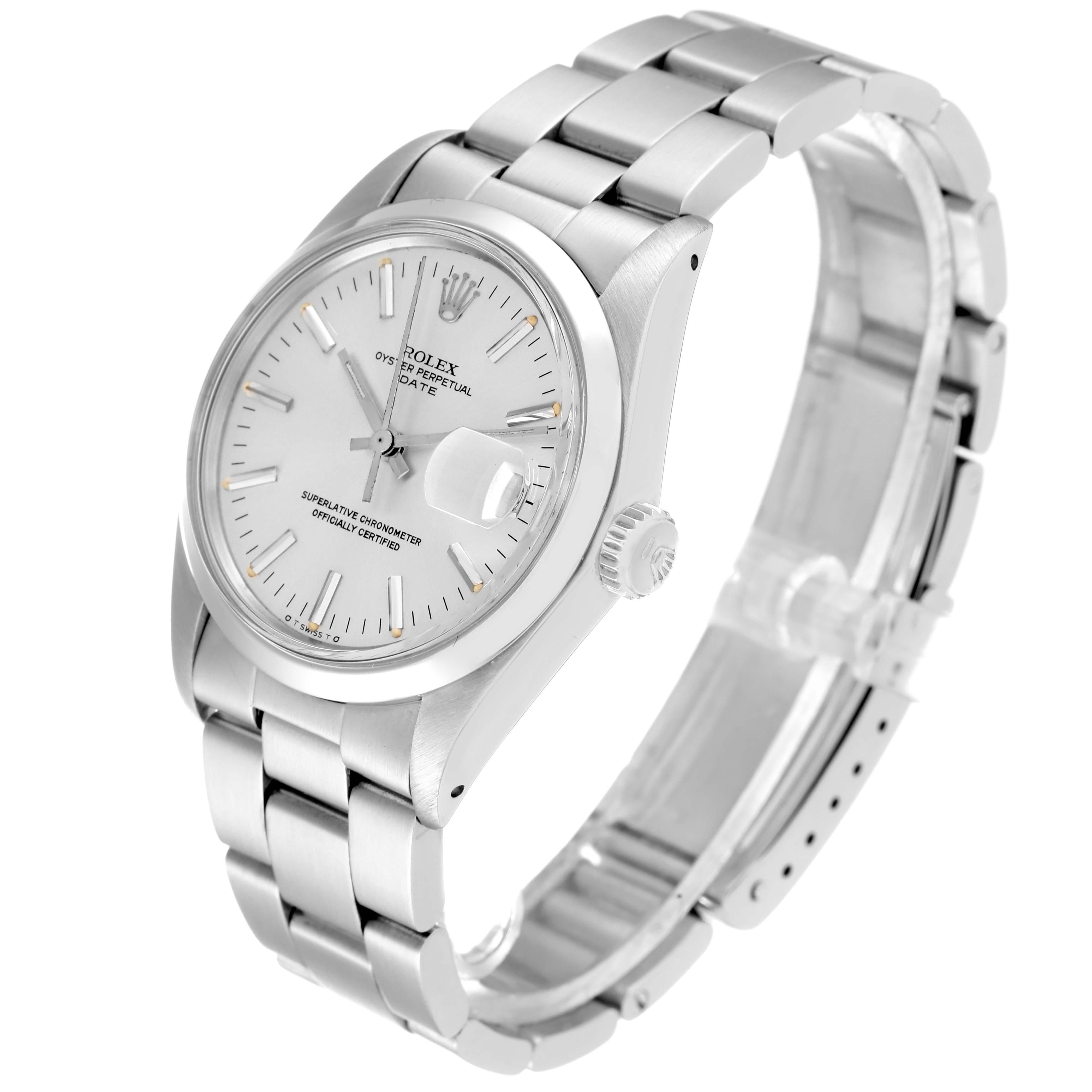 Men's Rolex Date Silver Dial Vintage Steel Mens Watch 1500
