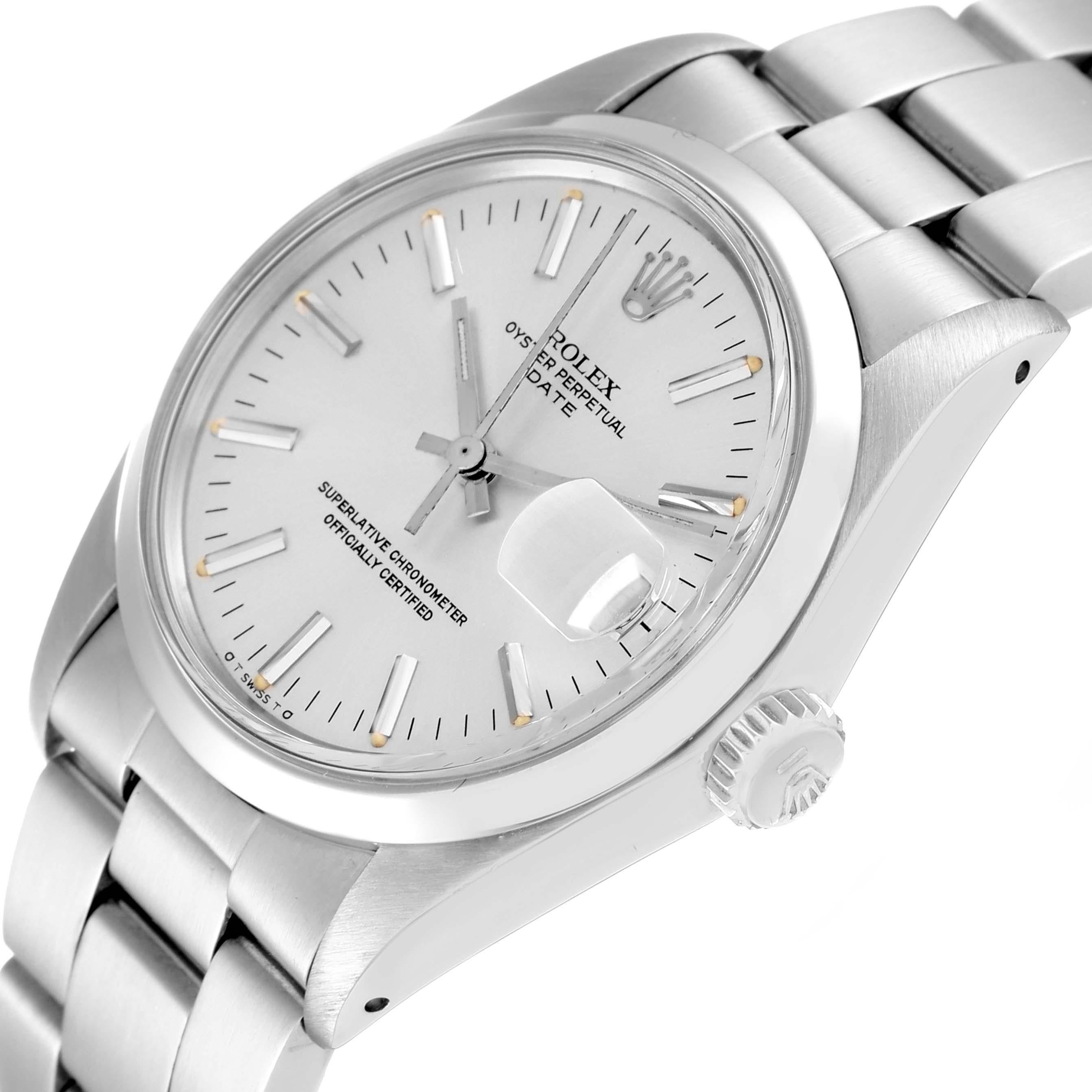 Rolex Date Silver Dial Vintage Steel Mens Watch 1500 1