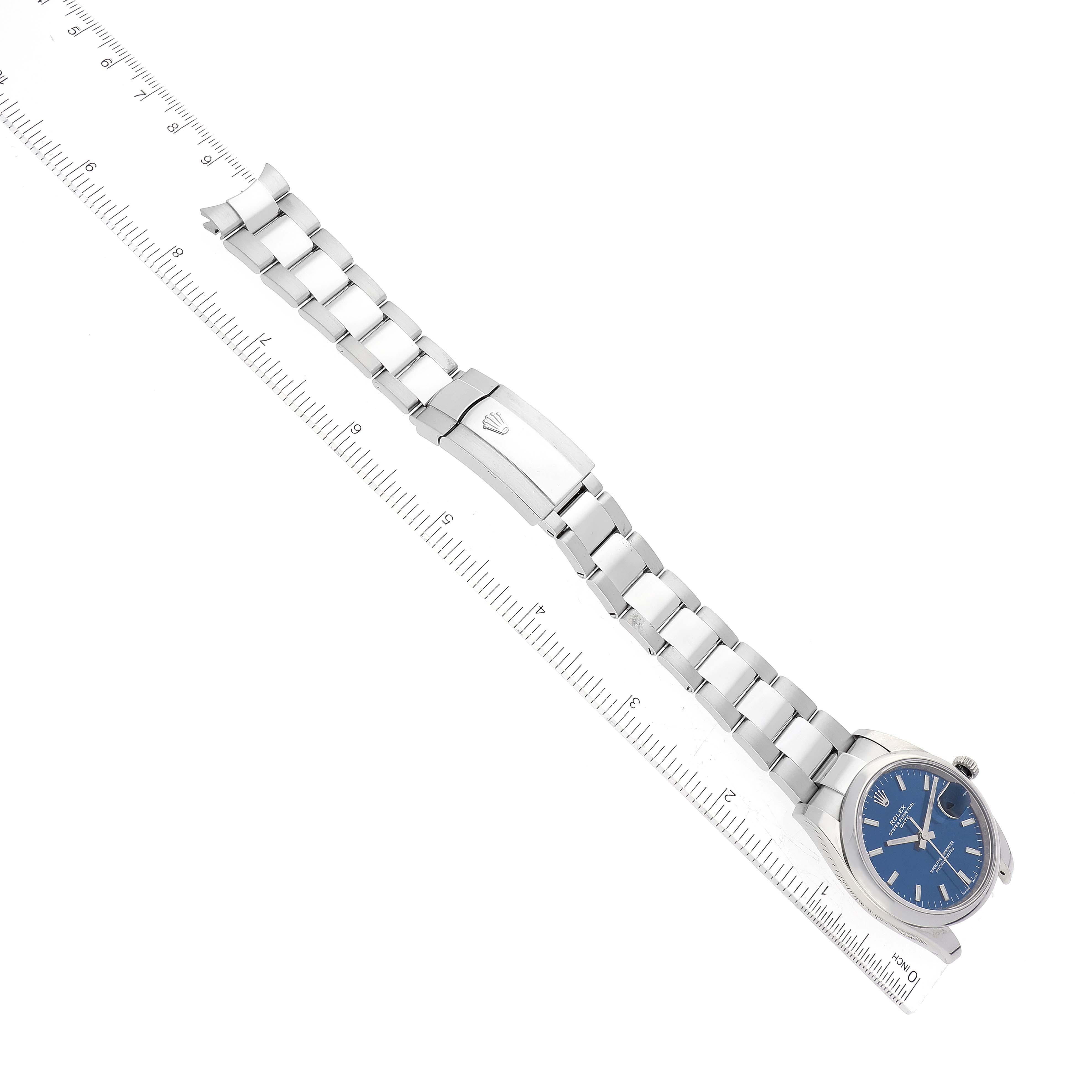 Rolex Date Acero Inoxidable Esfera Azul Reloj Caballero 115200 Caja Tarjeta en venta 8
