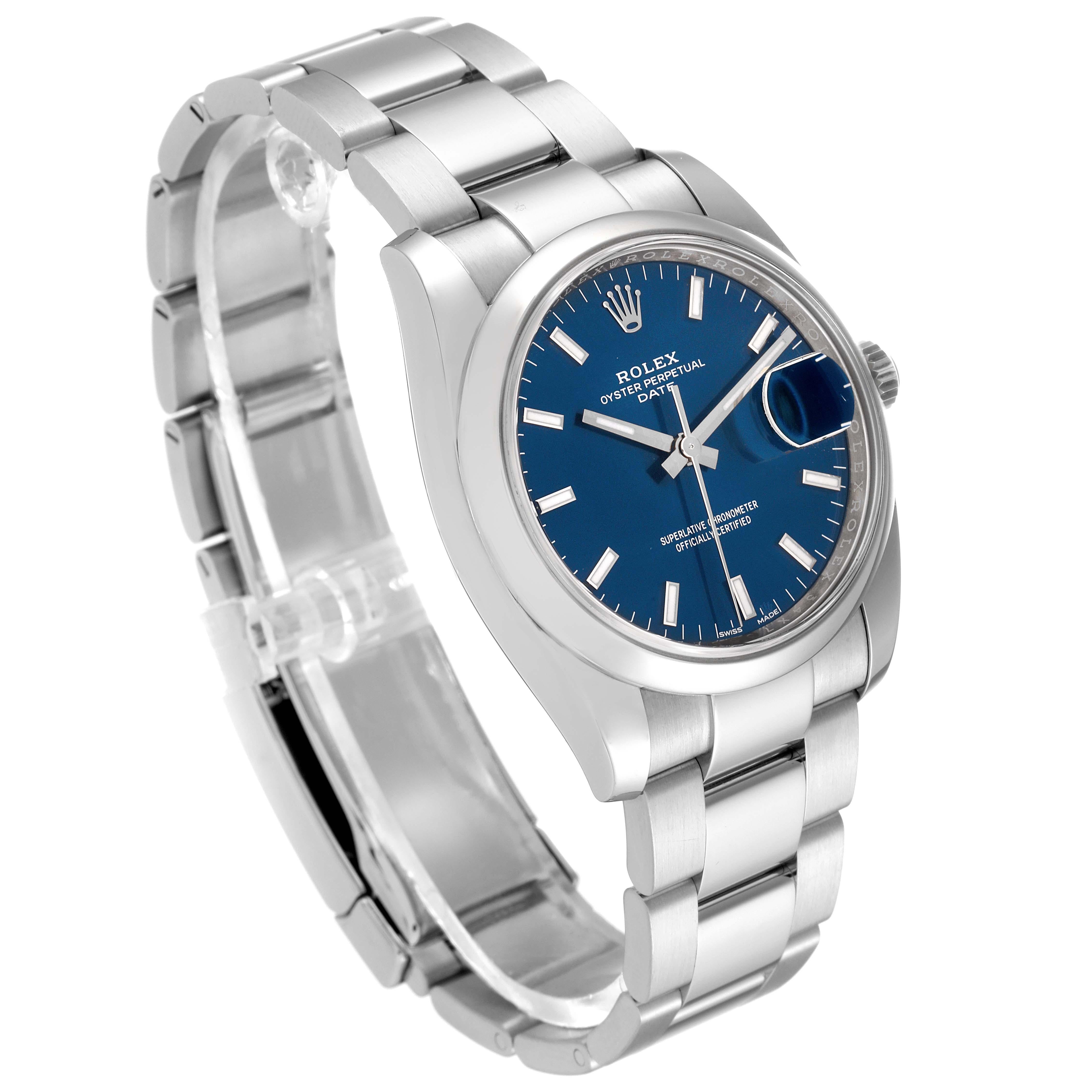 Rolex Date Acero Inoxidable Esfera Azul Reloj Caballero 115200 Caja Tarjeta en venta 1