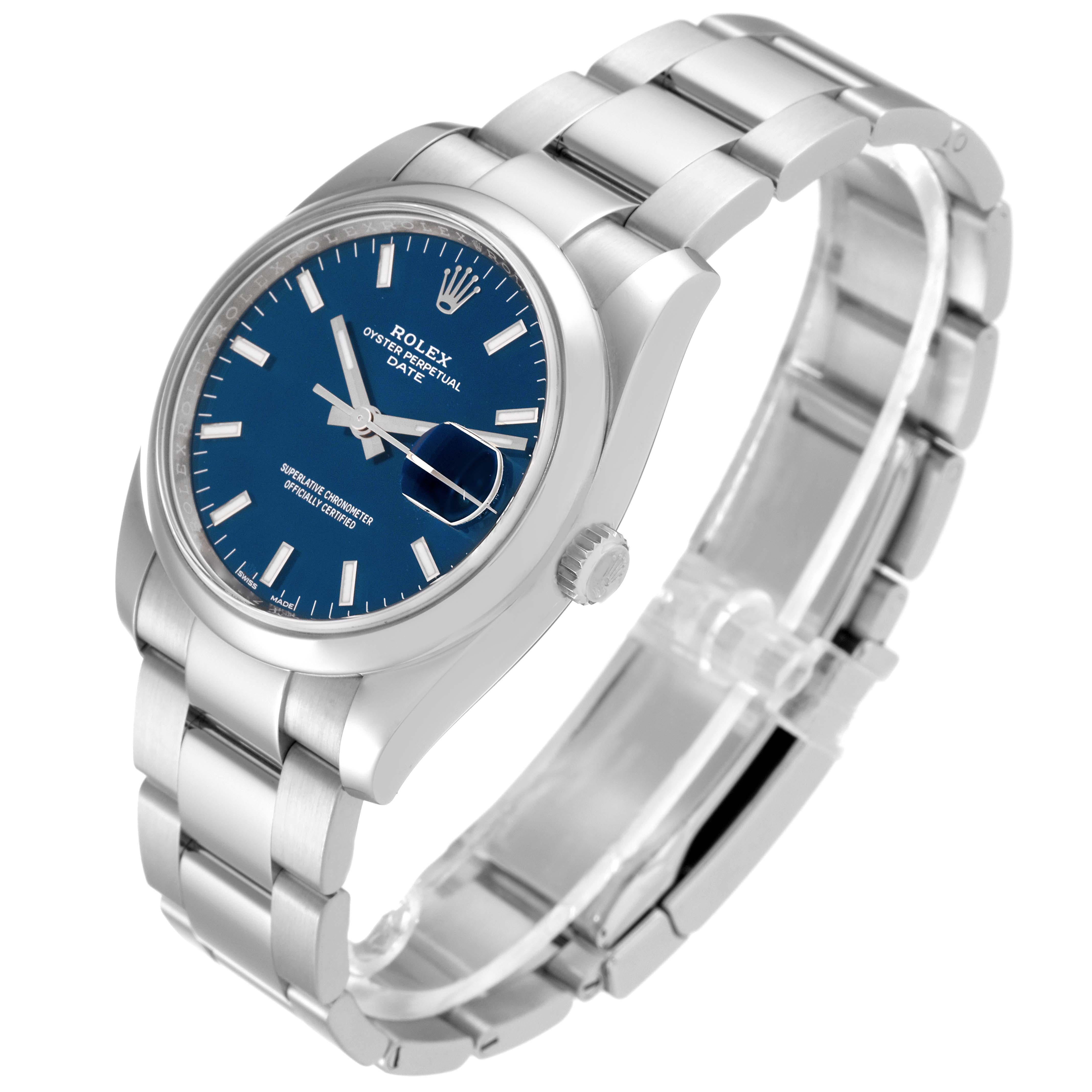 Rolex Date Acero Inoxidable Esfera Azul Reloj Caballero 115200 Caja Tarjeta en venta 2