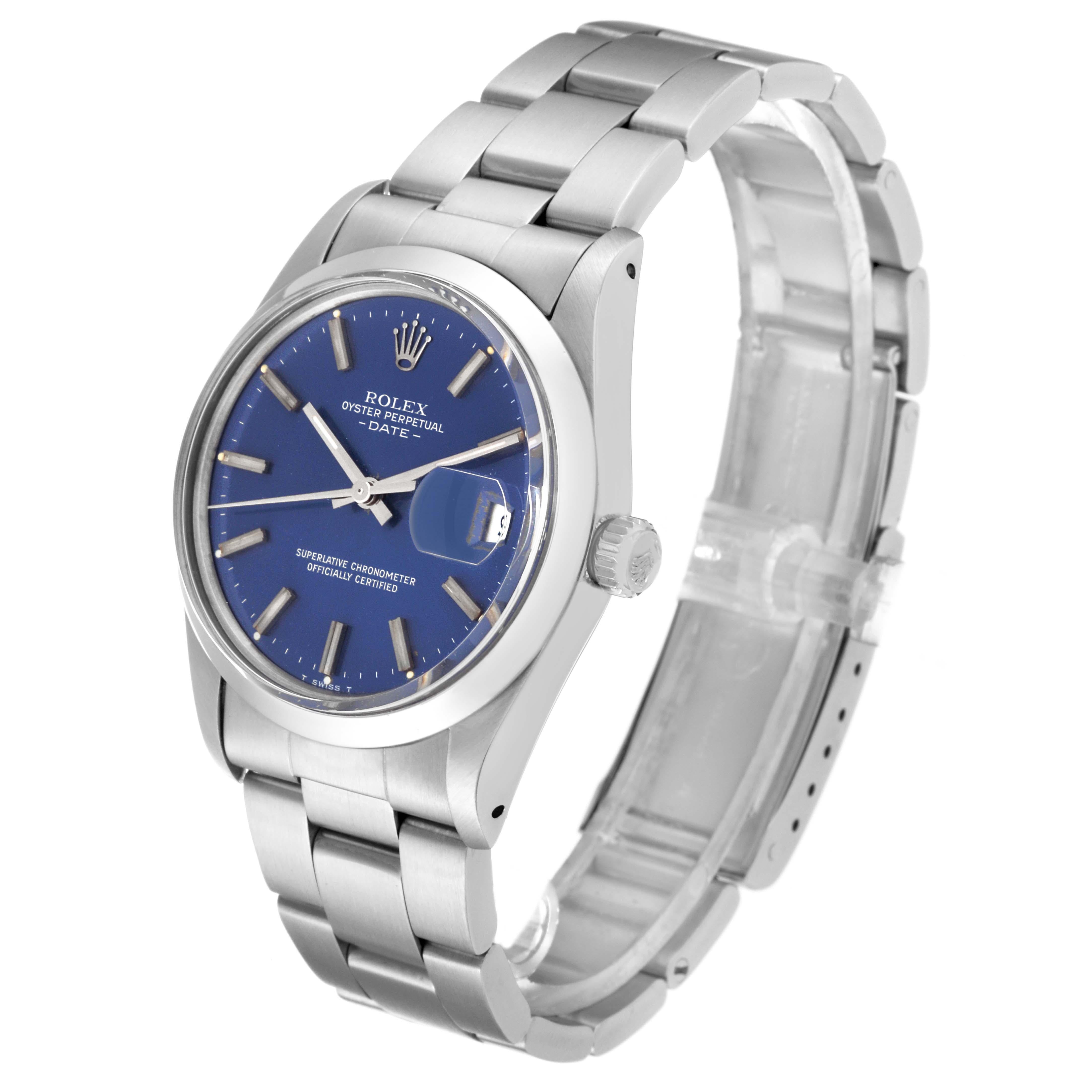 Men's Rolex Date Stainless Steel Blue Dial Vintage Mens Watch 15000