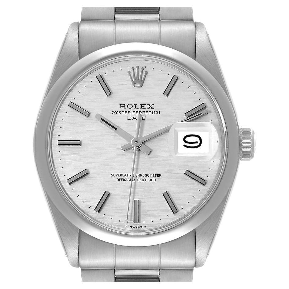 Rolex Date Stainless Steel Silver Brick Dial Vintage Mens Watch 1500