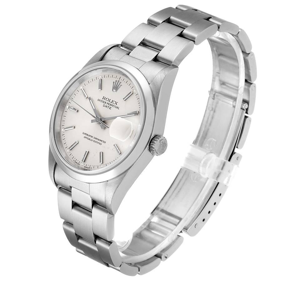 Rolex Date Stainless Steel Silver Dial Men's Watch 15000 In Excellent Condition In Atlanta, GA