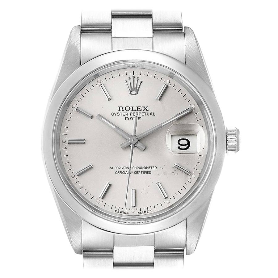 Rolex Date Stainless Steel Silver Dial Men's Watch 15000 For Sale