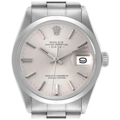 Rolex Date Stainless Steel Silver Dial Vintage Mens Watch 1500
