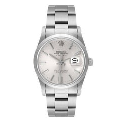 Rolex Date Stainless Steel Silver Dial Vintage Mens Watch 15000