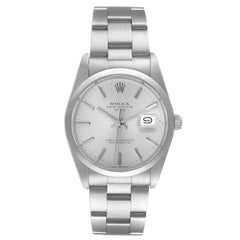Rolex Date Stainless Steel Silver Dial Vintage Mens Watch 15000