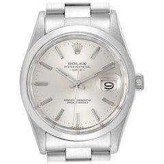 Rolex Date Stainless Steel Silver Dial Vintage Men's Watch 15000