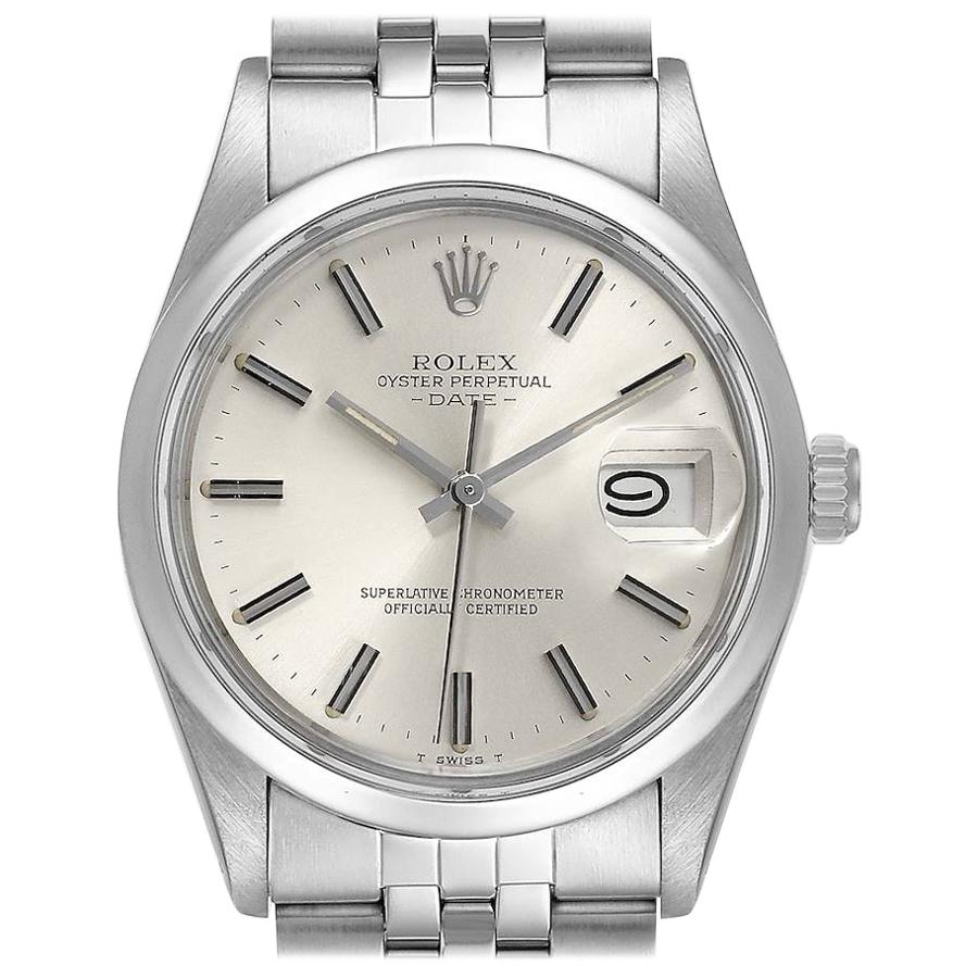 Rolex Date Stainless Steel Silver Dial Vintage Men's Watch 15000