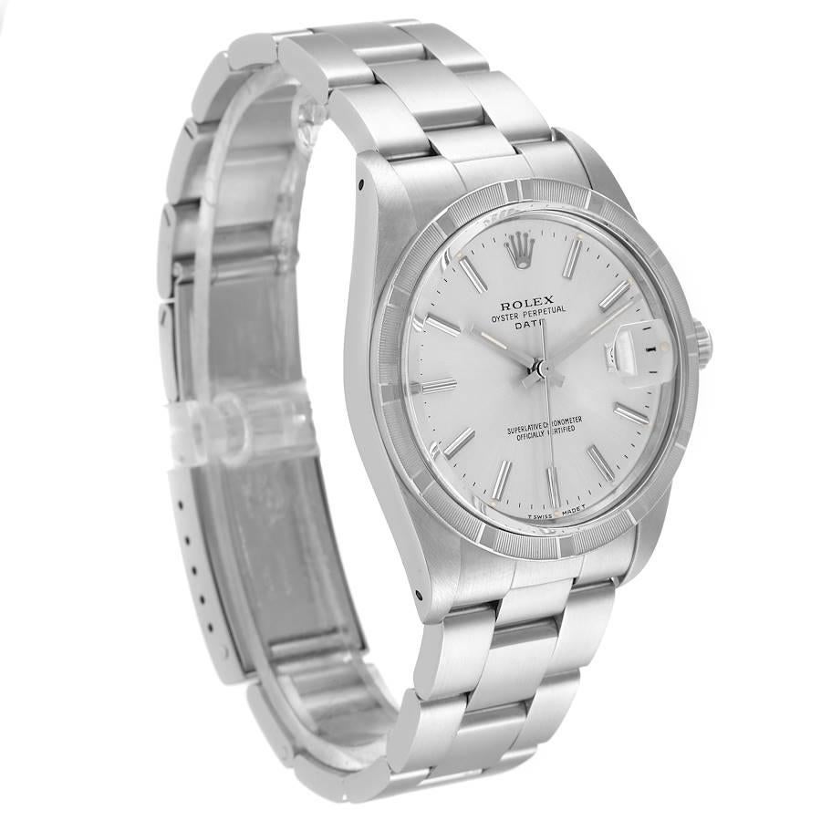 Rolex Date Stainless Steel Silver Dial Vintage Mens Watch 15010 Box Papers In Good Condition In Atlanta, GA