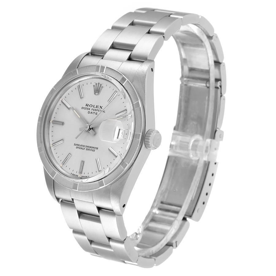 Men's Rolex Date Stainless Steel Silver Dial Vintage Mens Watch 15010 Box Papers