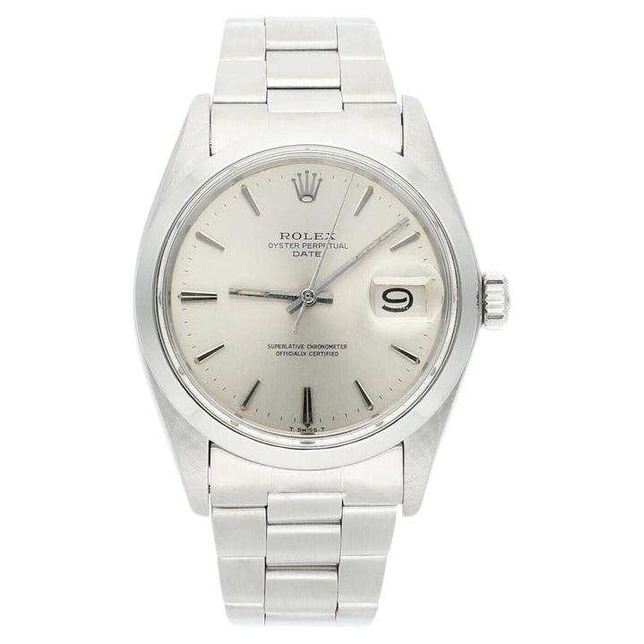 Rolex Date Stainless Steel Silver Dial Vintage Watch 1500 Circa 1978 For Sale