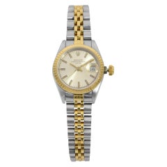 Rolex Date Steel 18K Yellow Gold 1984 Silver Dial Automatic Ladies Watch 69173