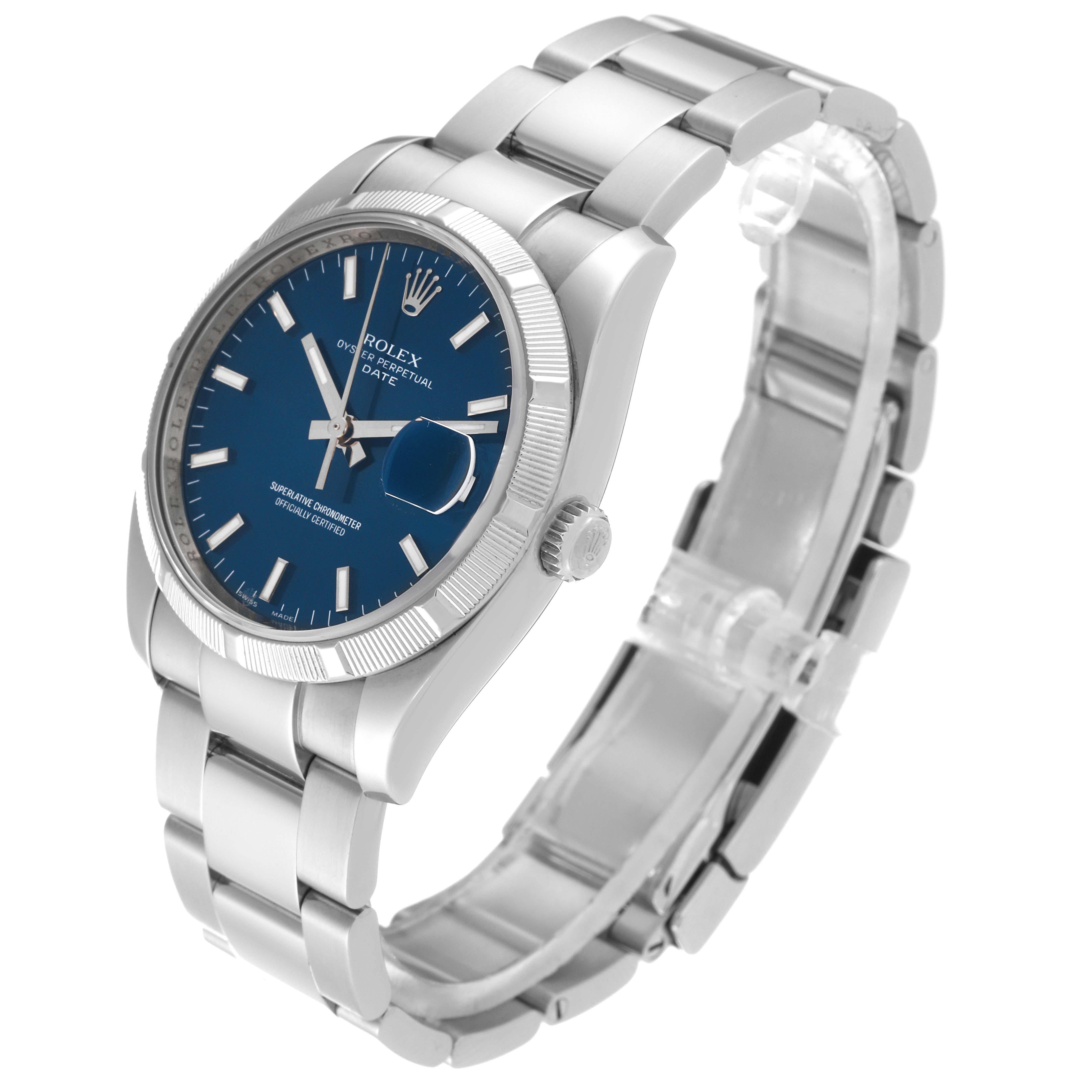Men's Rolex Date Steel Blue Dial Oyster Bracelet Automatic Mens Watch 115210 For Sale