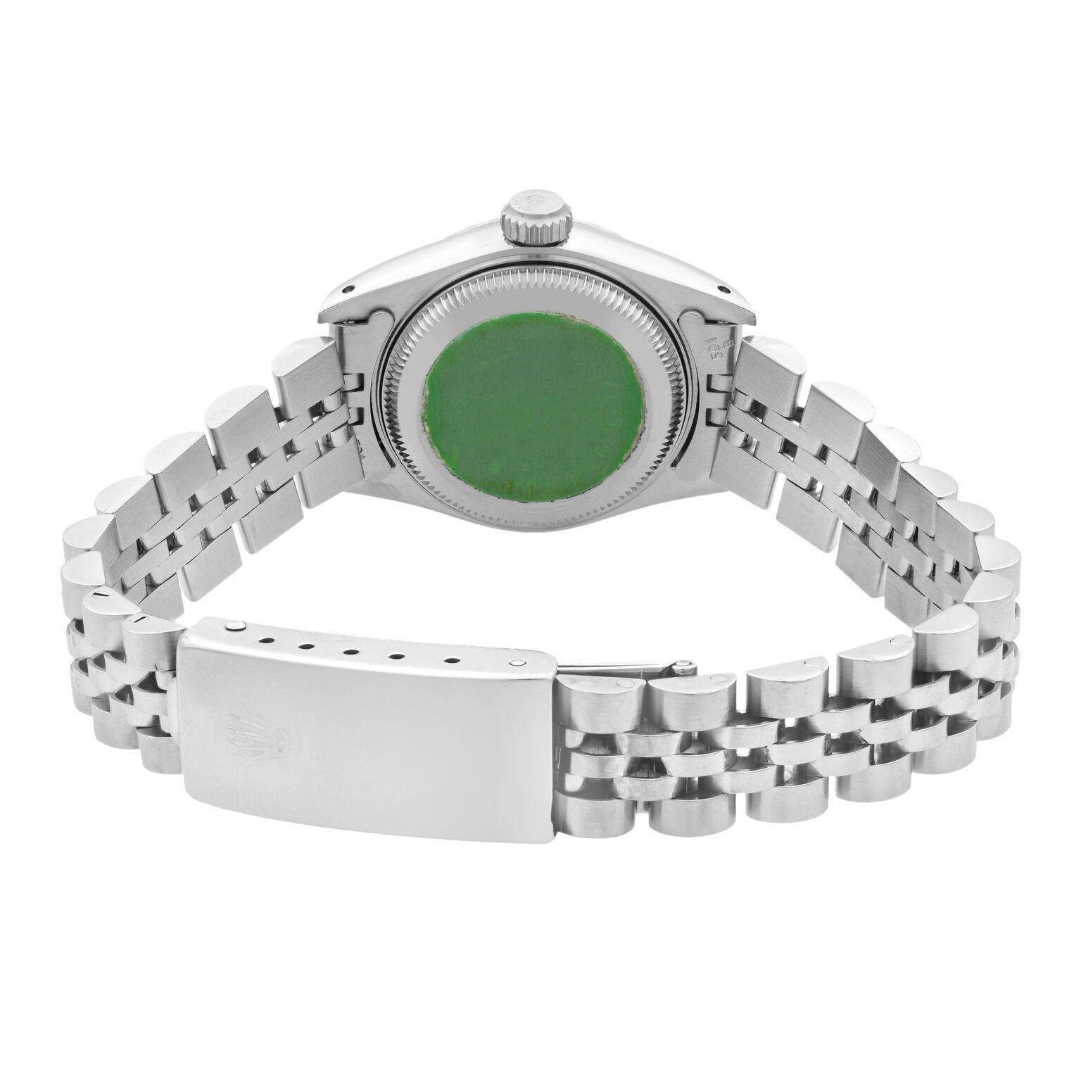 Women's Rolex Date Steel Engine Turned Bezel Silver Dial Automatic Ladies Watch 69240