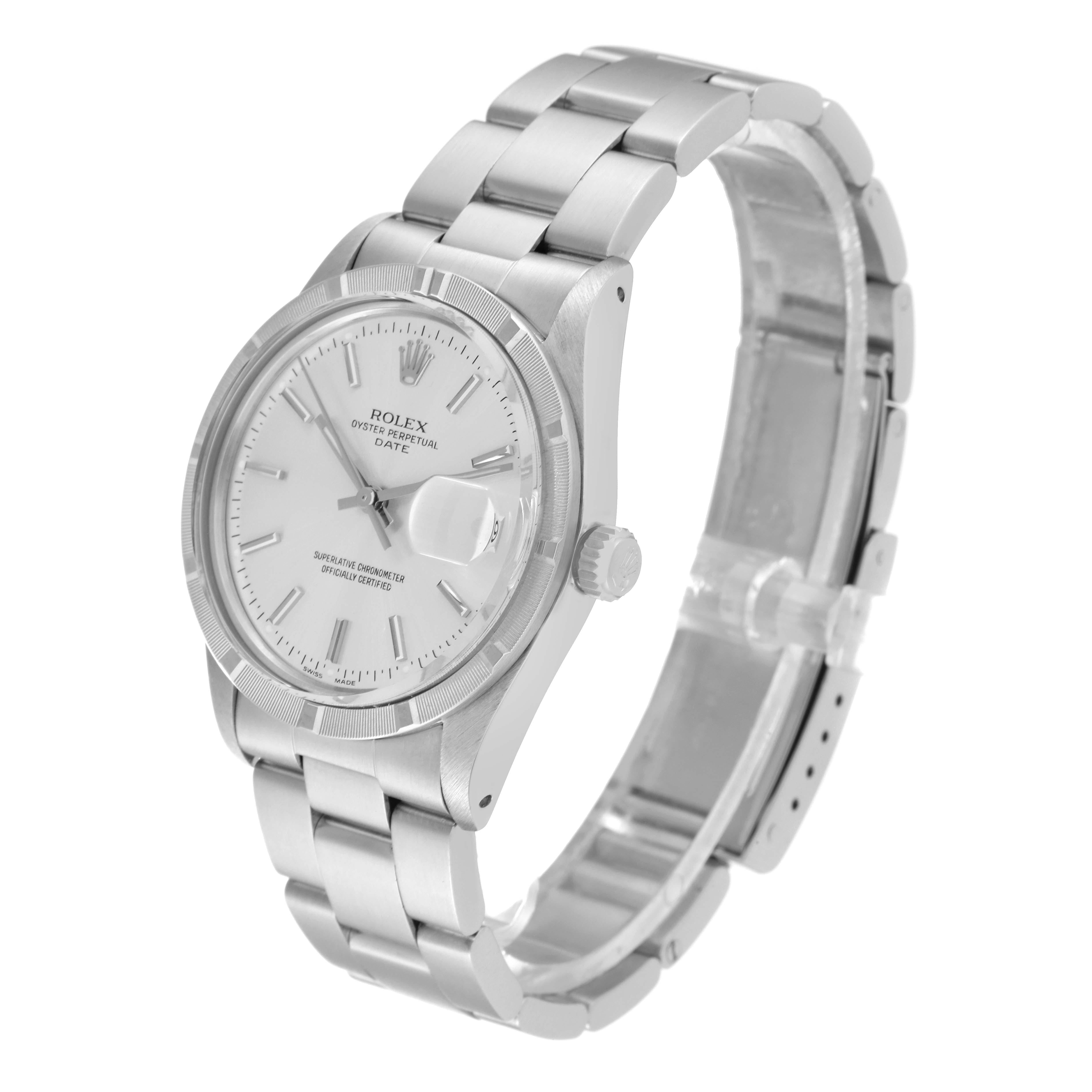 Rolex Date Steel Silver Dial Vintage Mens Watch 15010 In Good Condition In Atlanta, GA
