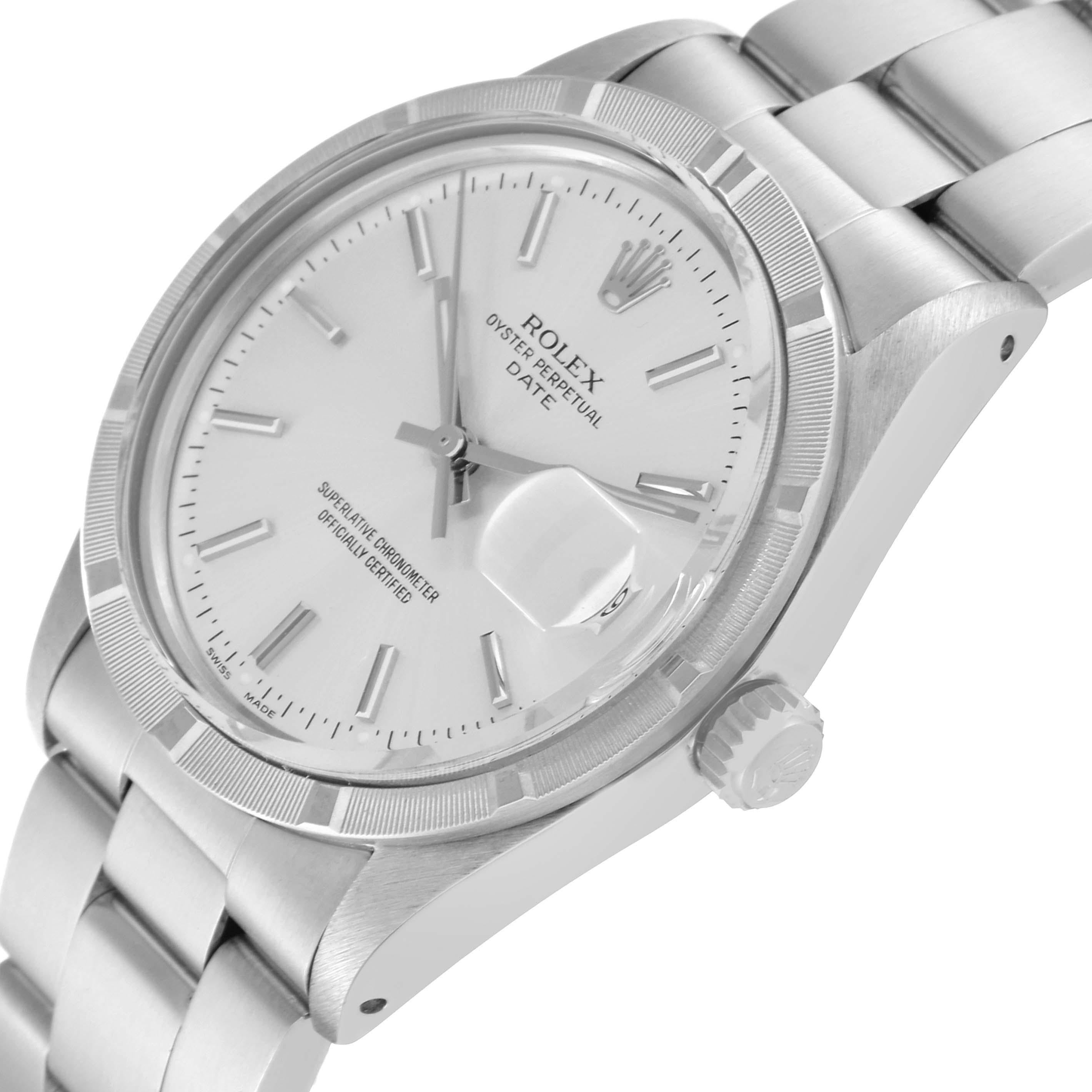 Men's Rolex Date Steel Silver Dial Vintage Mens Watch 15010