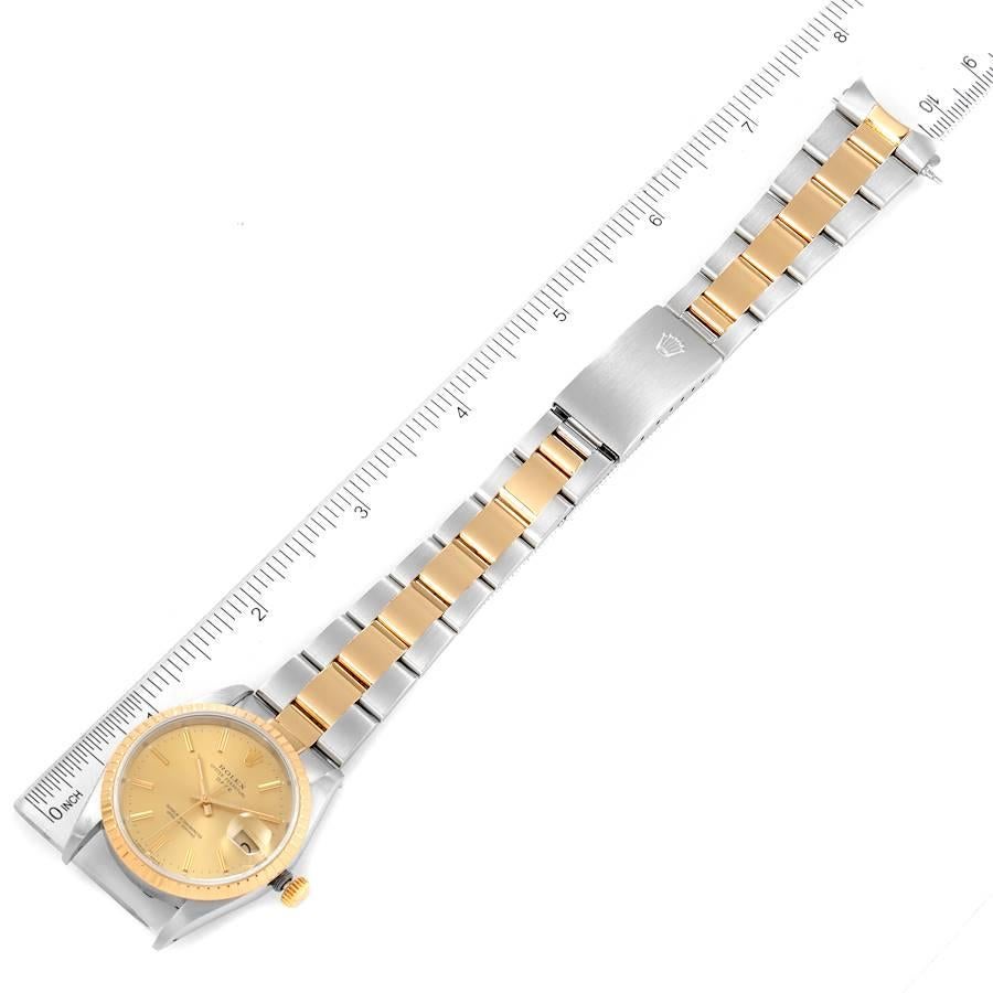 Rolex Date Steel Yellow Gold Baton Dial Oyster Bracelet Mens Watch 15223 3