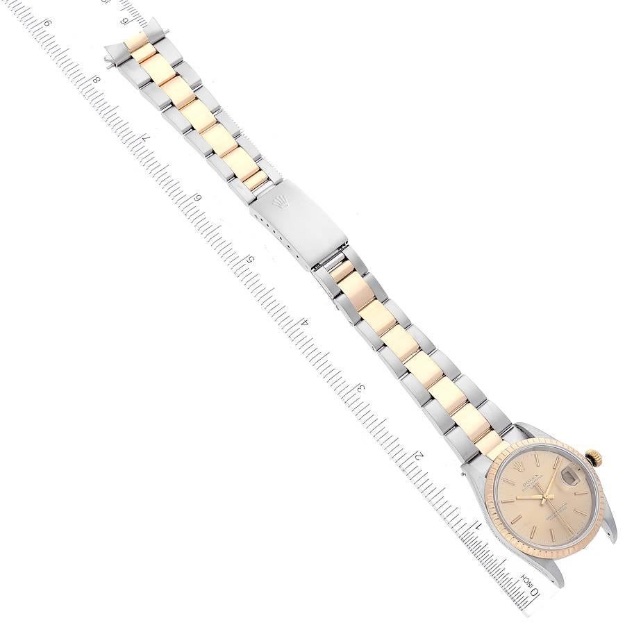 Rolex Date Steel Yellow Gold Baton Dial Oyster Bracelet Mens Watch 15223 6