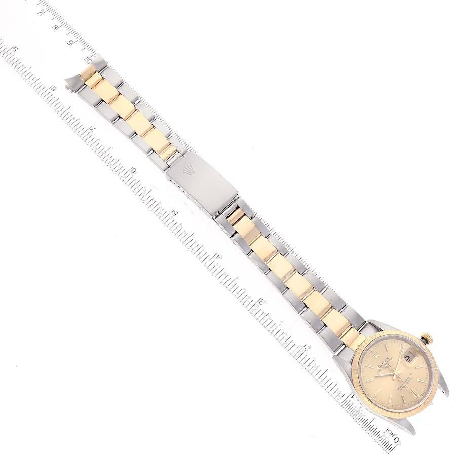 Rolex Date Steel Yellow Gold Baton Dial Oyster Bracelet Mens Watch 15223 6