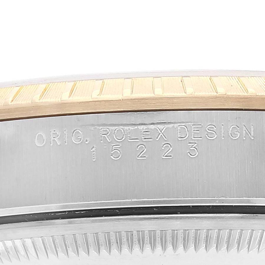 Rolex Date Steel Yellow Gold Baton Dial Oyster Bracelet Mens Watch 15223 2