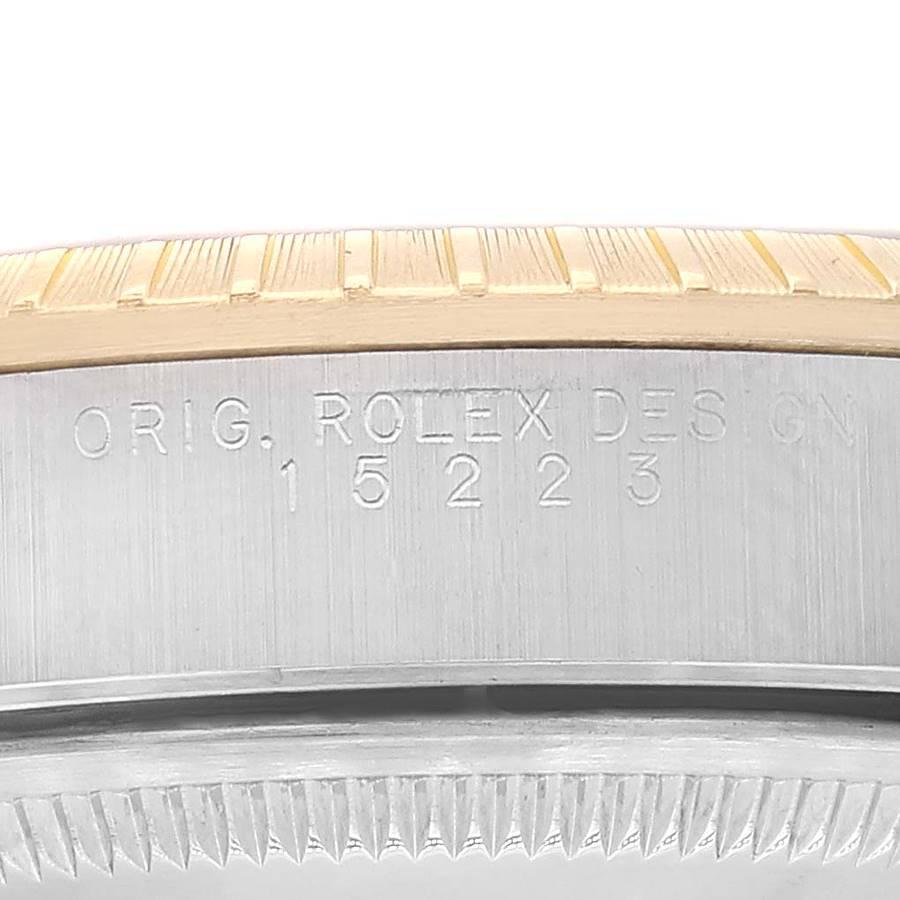 Rolex Date Steel Yellow Gold Blue Dial Mens Watch 15223 Box Papers 2