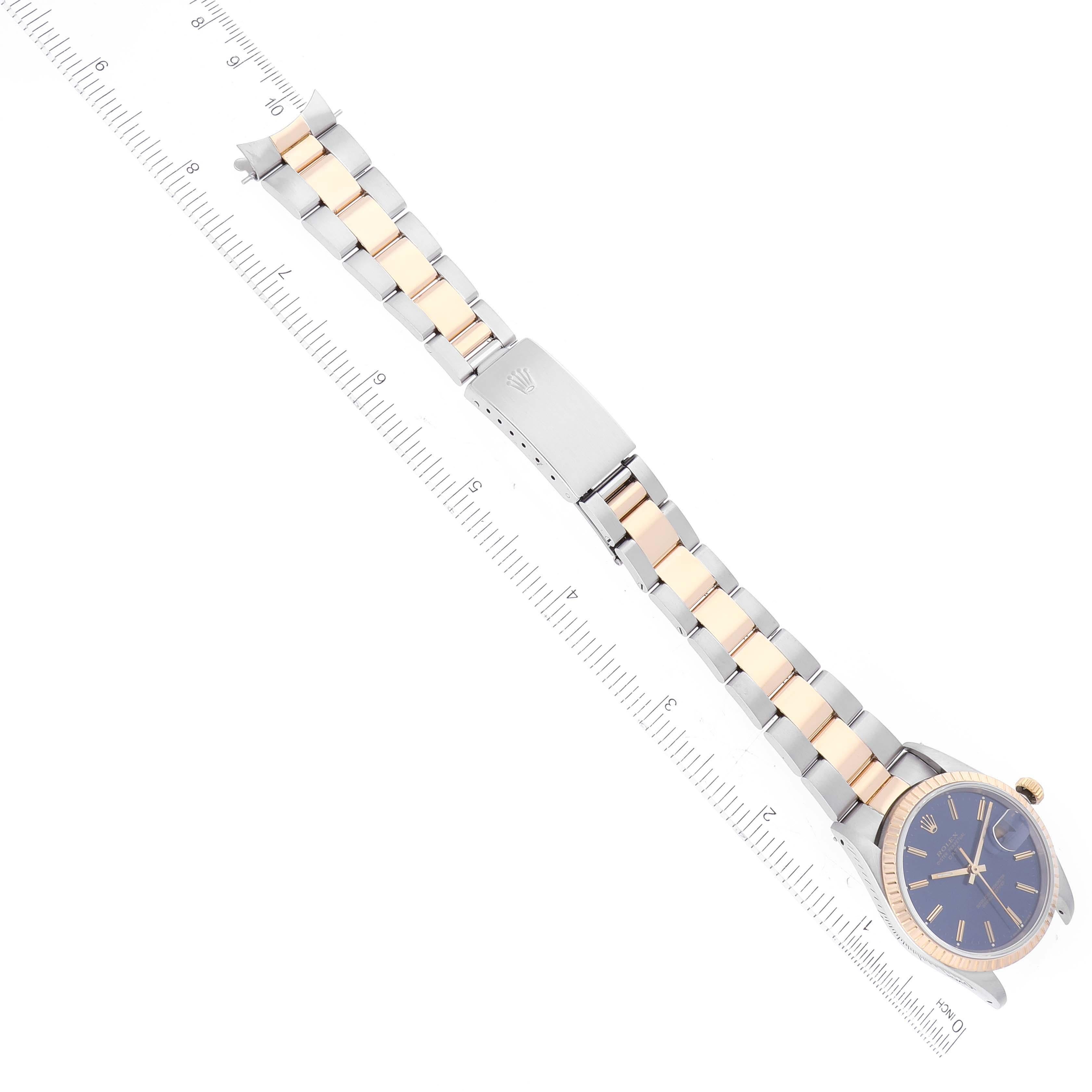 Rolex Date Stahl Gelbgold Blaues Zifferblatt Herrenuhr 15223 7