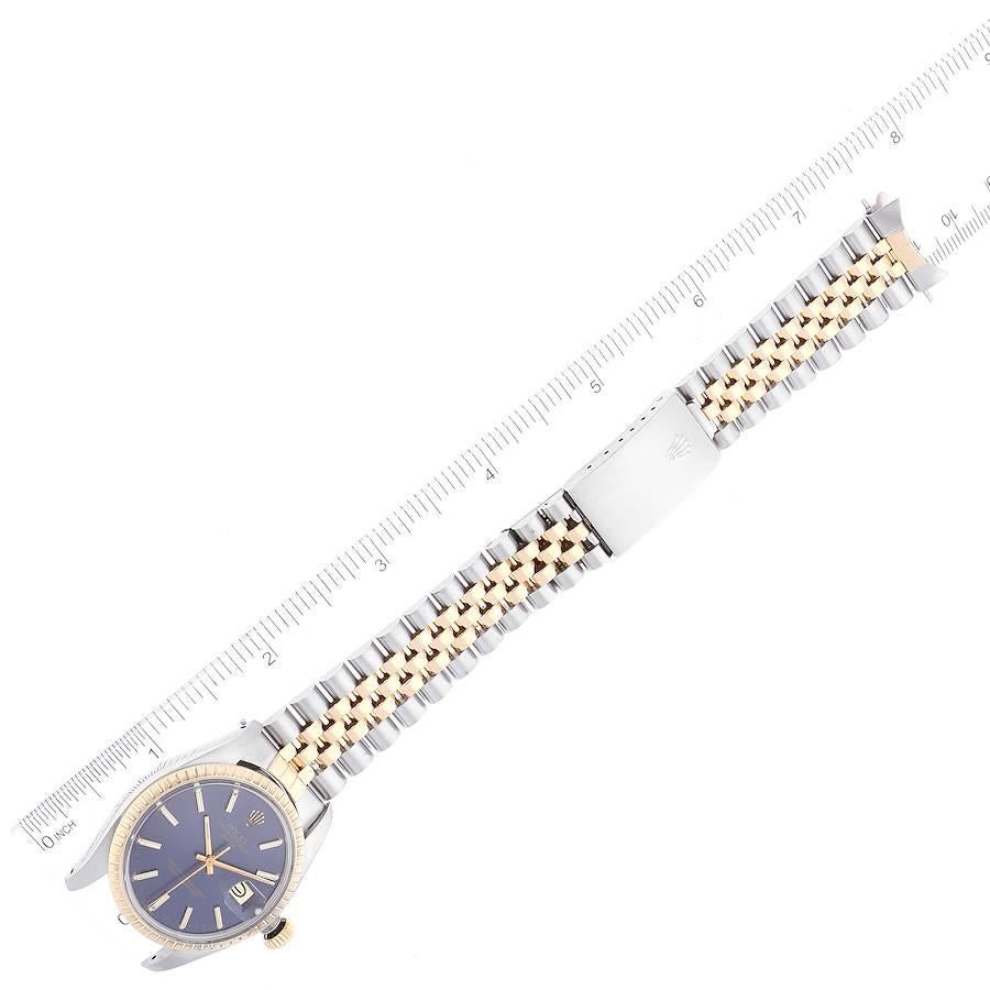 Rolex Date Steel Yellow Gold Blue Dial Vintage Mens Watch 1505 5