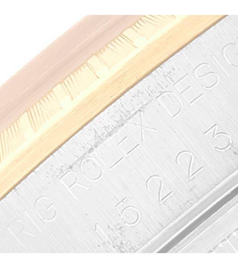 Rolex Date Steel Yellow Gold Engine Turned Bezel Champagne Dial Mens Watch 15223 2