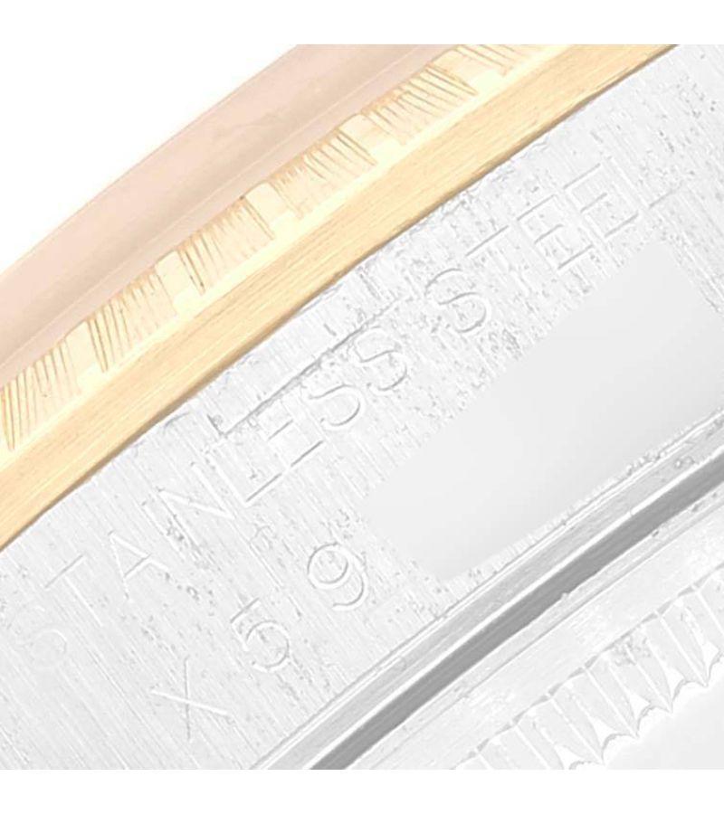 Rolex Date Steel Yellow Gold Engine Turned Bezel Champagne Dial Mens Watch 15223 3