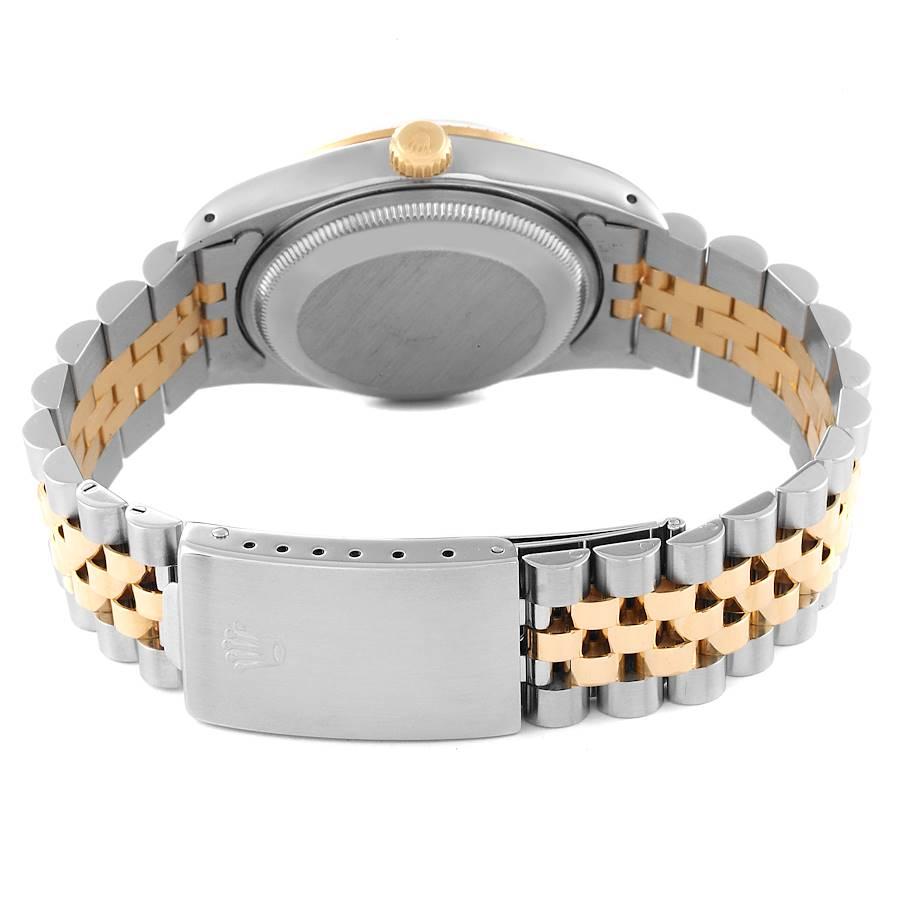 Rolex Date Steel Yellow Gold Engine Turned Bezel Champagne Dial Mens Watch 15223 5