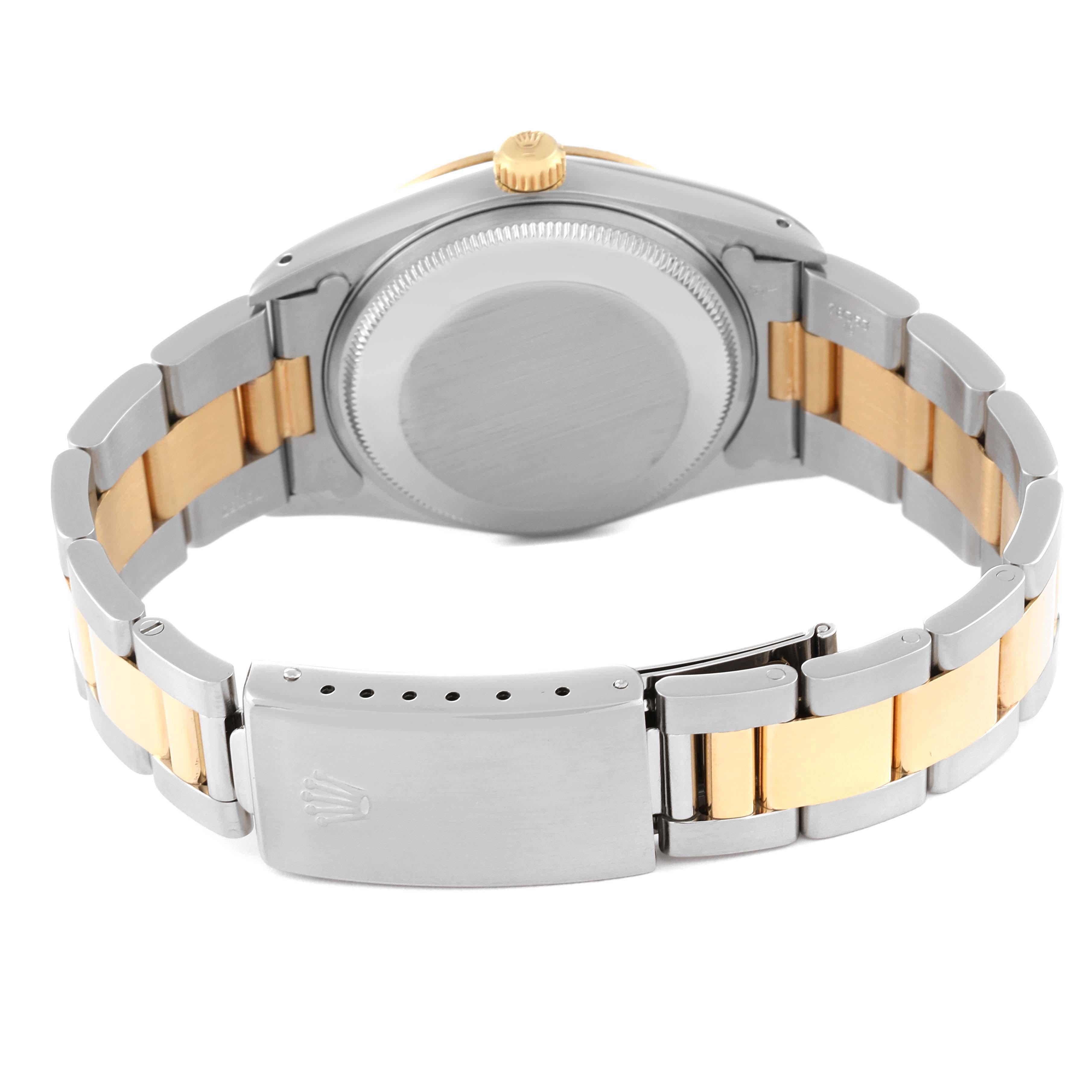 Rolex Date Steel Yellow Gold Engine Turned Bezel Champagne Dial Mens Watch 15223 4