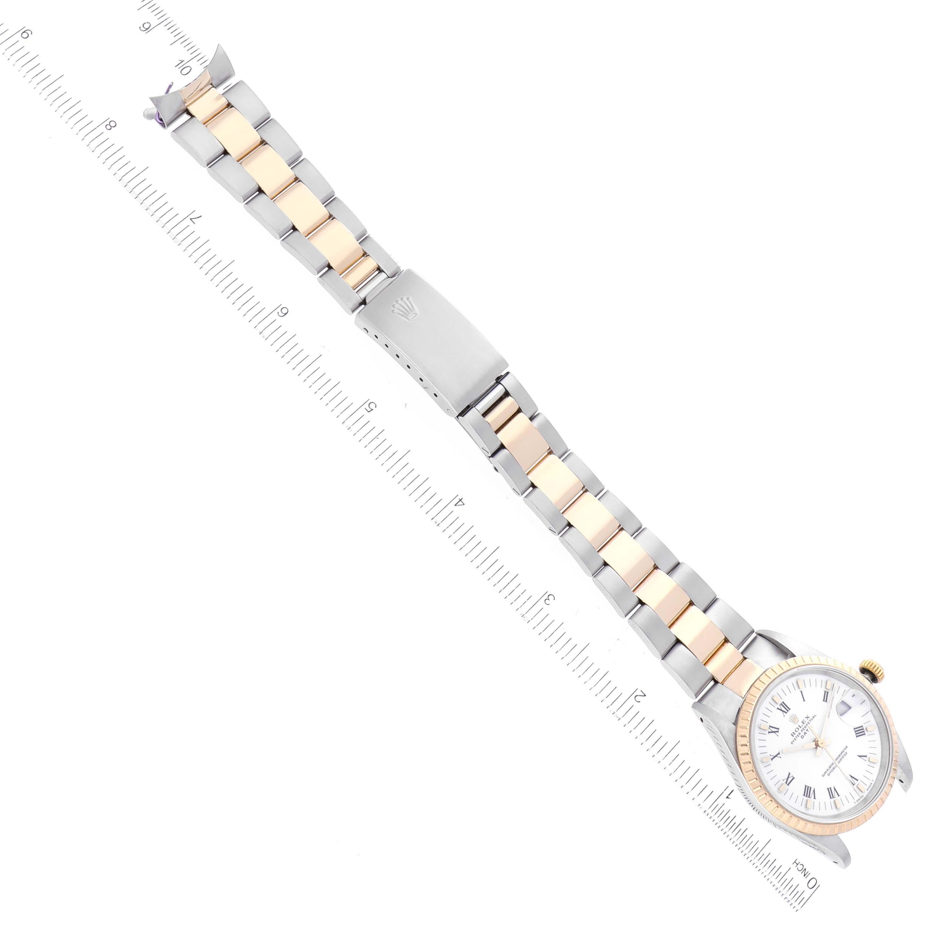 Rolex Date Steel Yellow Gold Engine Turned Bezel Mens Watch 15223 Box Papers 6