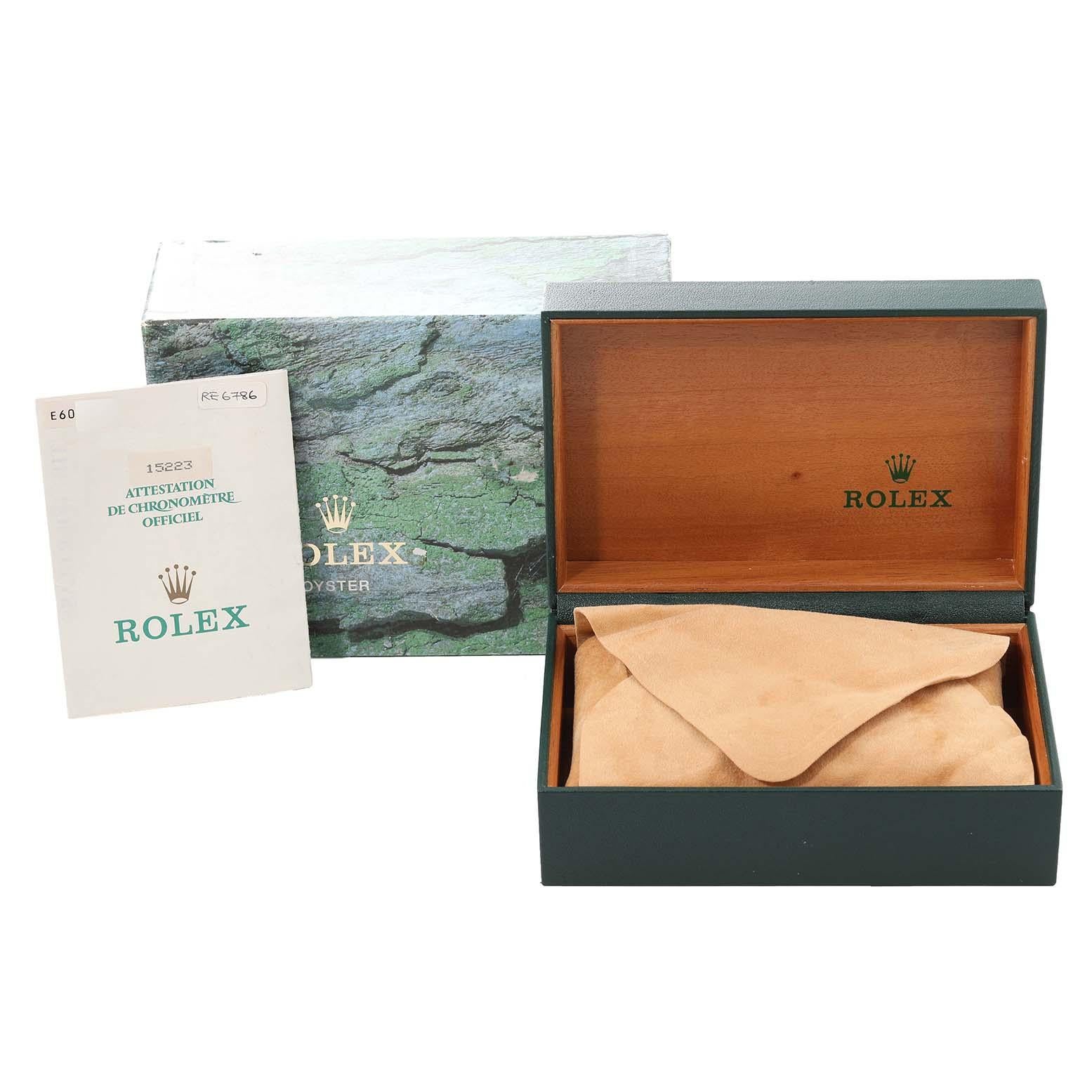 Rolex Date Steel Yellow Gold Engine Turned Bezel Mens Watch 15223 Box Papers 8