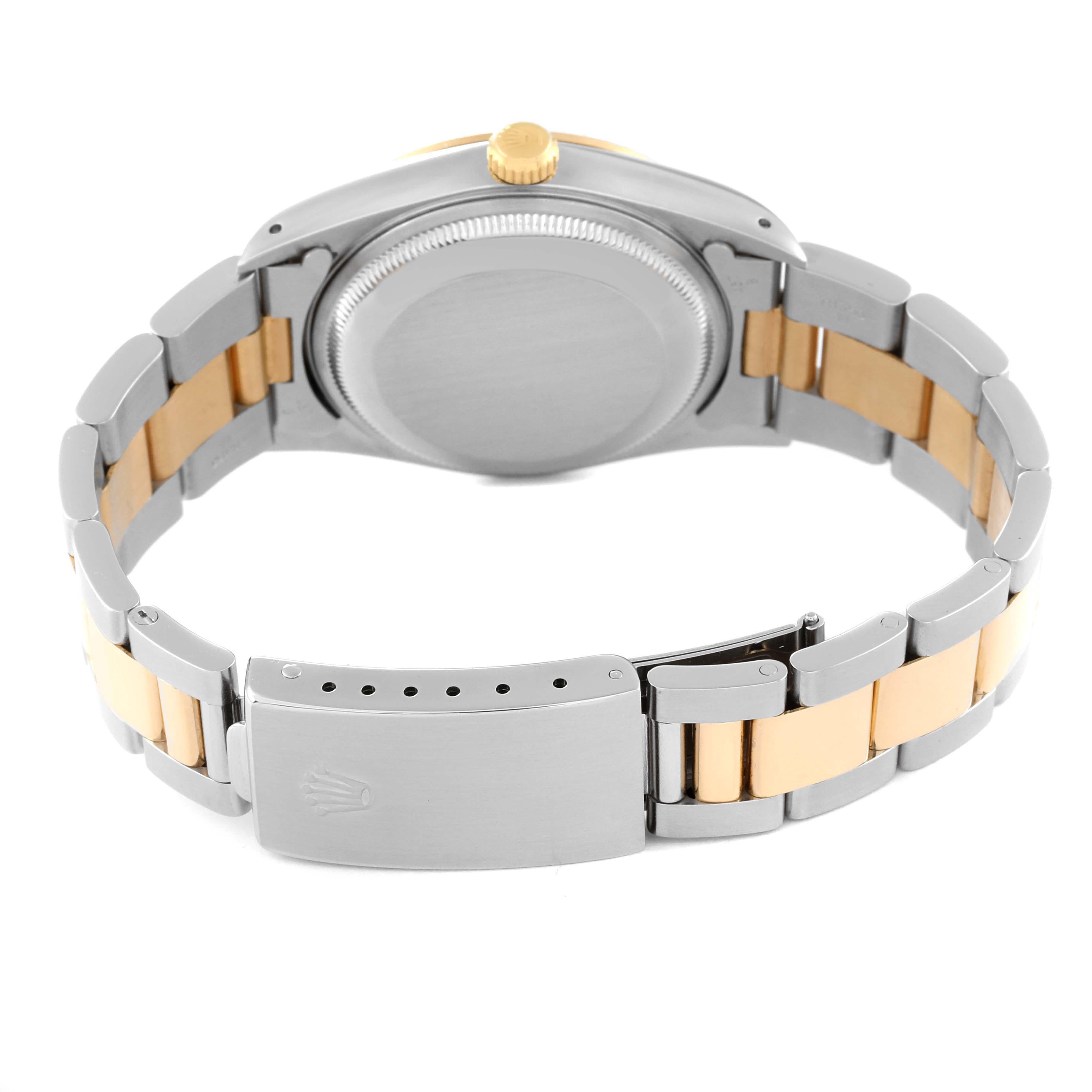 Rolex Date Steel Yellow Gold Engine Turned Bezel Mens Watch 15223 Box Papers 5