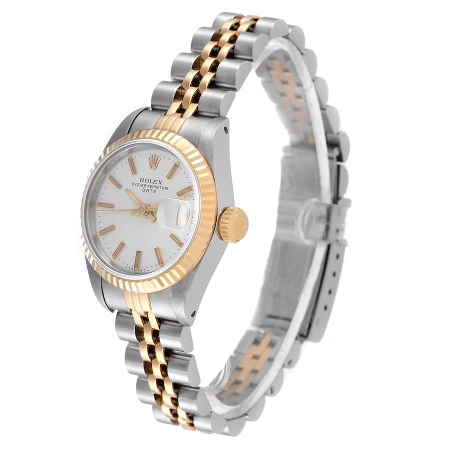 Rolex Date Damenuhr aus Stahl und Gelbgold mit geriffelter Lünette 69173 im Angebot 1