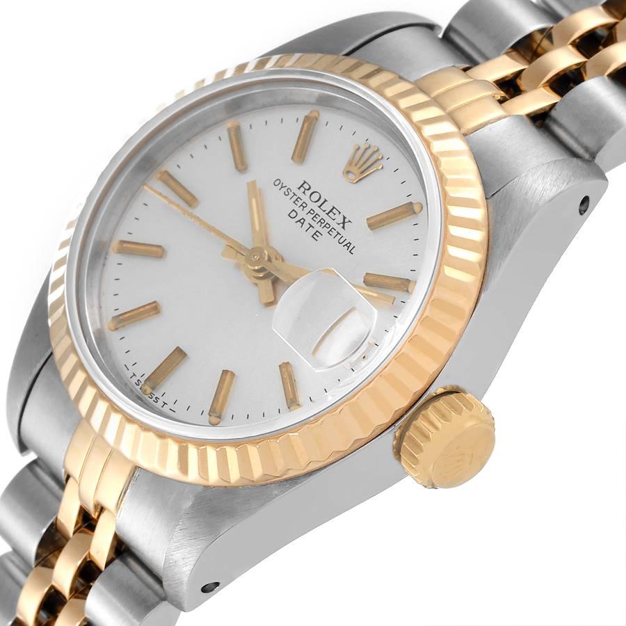 Rolex Date Damenuhr aus Stahl und Gelbgold mit geriffelter Lünette 69173 im Angebot 2