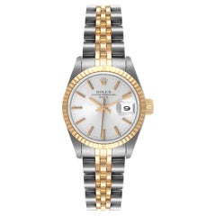 Rolex Date Damenuhr aus Stahl und Gelbgold mit geriffelter Lünette 69173