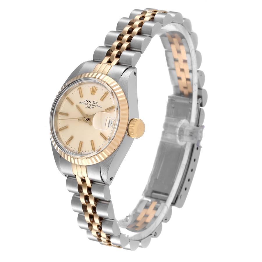 Women's Rolex Date Steel Yellow Gold Silver Dial Fluted Bezel Ladies Watch 6917