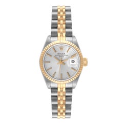 Rolex Date Steel Yellow Gold Silver Dial Ladies Watch 69173