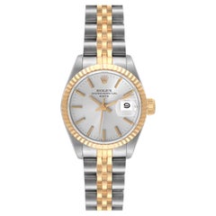 Rolex Date Steel Yellow Gold Silver Dial Ladies Watch 69173